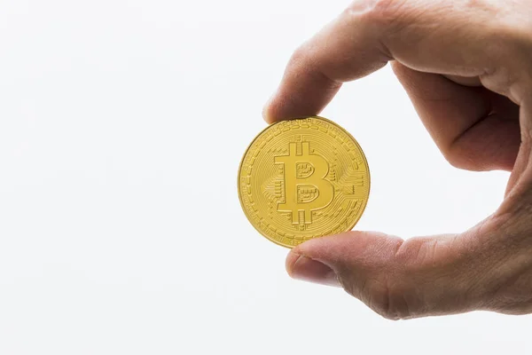 Una Moneda Bitcoin Criptomoneda Digital Bit Coin Btc Moneda Tecnología —  Fotos de Stock
