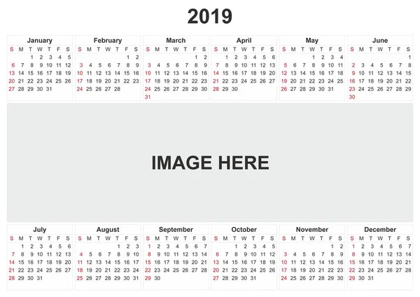 Beyaz Arka Plan Ile 2019 Takvim — Stok fotoğraf