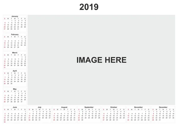 Beyaz Arka Plan Ile 2019 Takvim — Stok fotoğraf