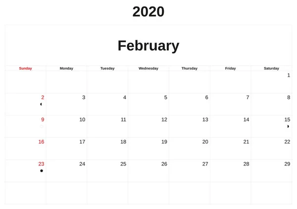 2020 a monthly calendar  with white background. — Stock Photo, Image