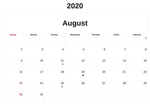 2020 un calendrier mensuel avec fond blanc . — Photo