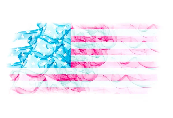Bendera Amerika Serikat dengan tekstur asap pada latar belakang putih — Stok Foto