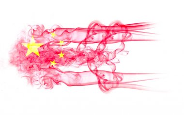 Beyaz arka planda duman dokusu ile Çin bayrağı