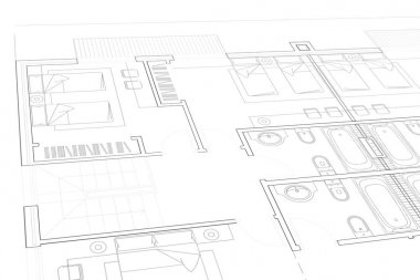 Part plan of architectural project on the white background clipart
