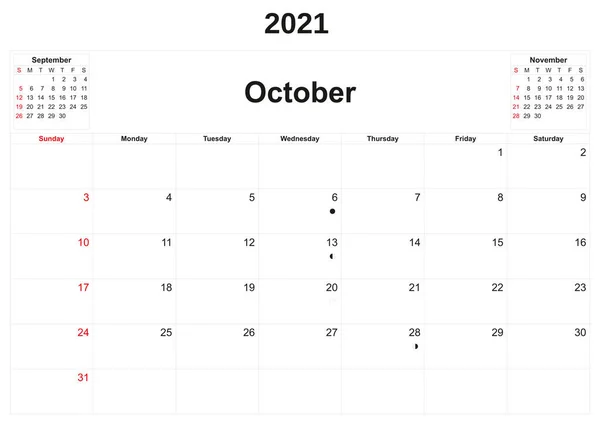 2021 Annual Calendar White Background — Stock Photo, Image