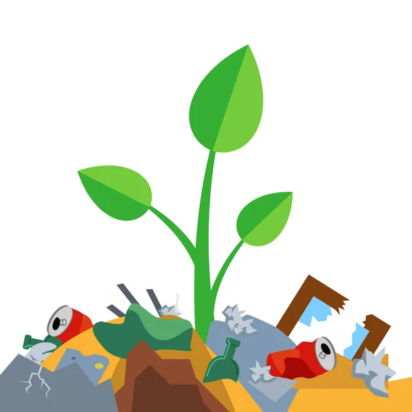 Sprout grows on a pile of garbage — Stock Illustration Sprout grows on a pile of garbage Vector Graphics