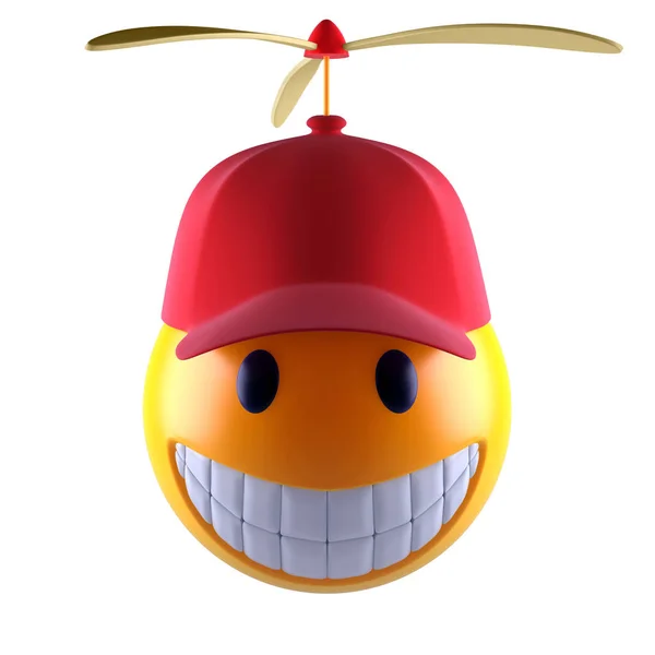 Renderização Rosto Emoji Sorriso Com Boné Beisebol — Fotografia de Stock