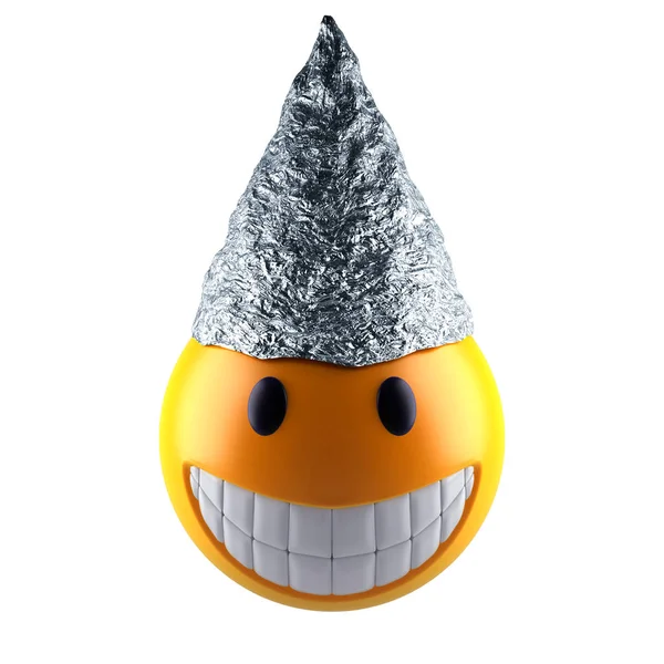 Render Cute Smile Sphere Tin Foil Hat Stock Photo