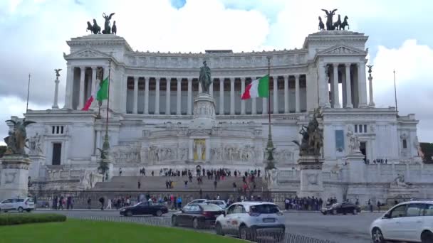 Roma 2018 Altar Patria Victoriano Monumento Construido Honor Victor Emmanuel — Vídeo de stock