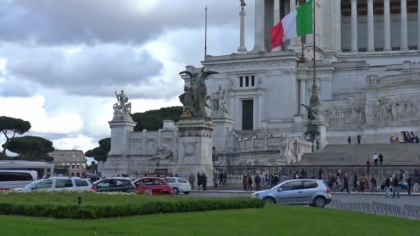 Roma 2018 Altare Della Patria Vittoriano Monumento Costruito Onore Vittorio — Video Stock