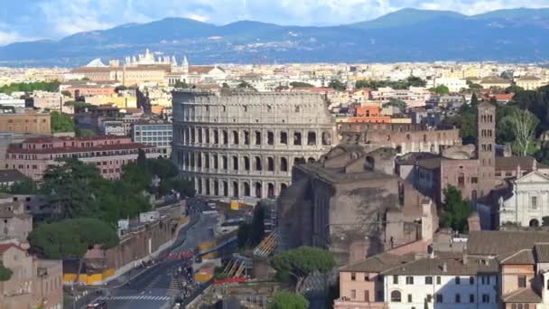 Rom Panorama Från Vittoriano — Stockvideo