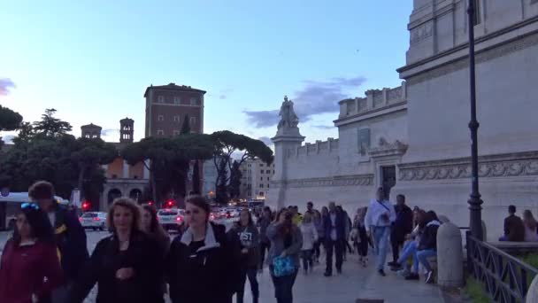 Roma 2018 Turisti Piazza Venezia Veloce Mot — Video Stock