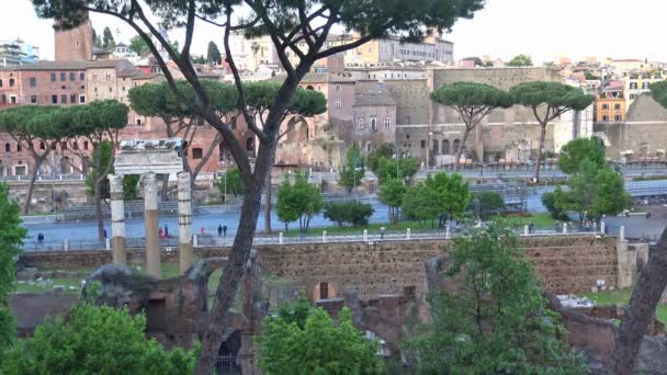 Roma 058 2018 Panorama Dei Resti Del Foro Cesare Dal — Video Stock