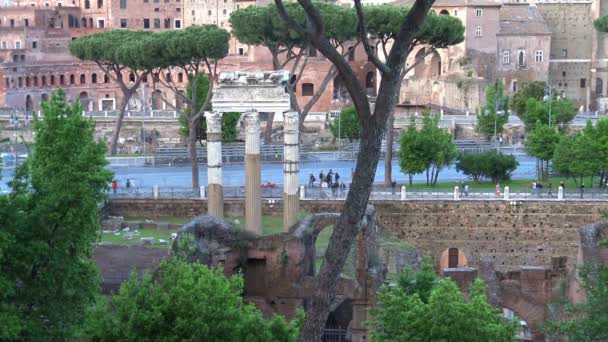 Roma 058 2018 Panorama Dei Resti Del Foro Cesare Dal — Video Stock