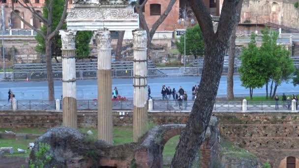 Řím 058 2018 Panorama Pozůstatky Fóra Caesar Campidoglio Rychlý Mot — Stock video