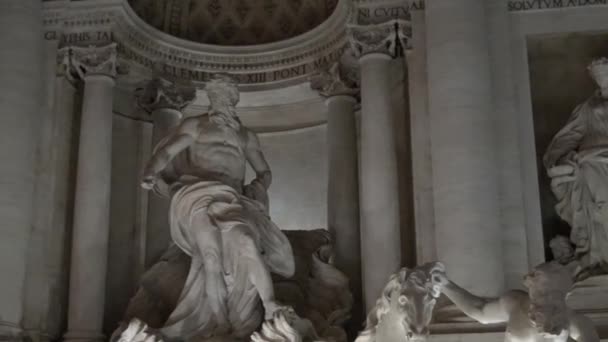 Rome Trevi Fountain Panorama Details — Stock Video