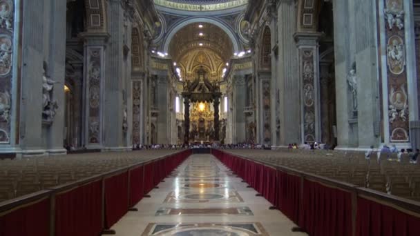 Rzym Maja 2018 Wnętrze Bazyliki San Pietro Watykanie — Wideo stockowe