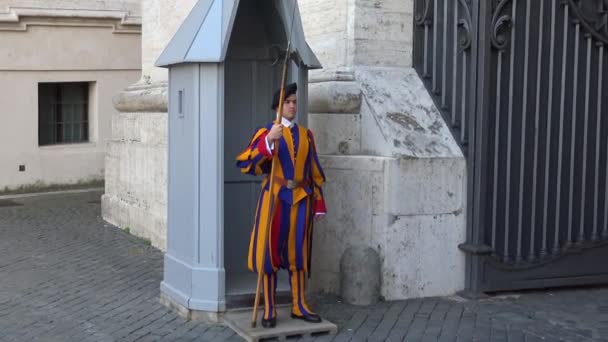 ローマが 2018 年にサン ピエトロ大聖堂 スイス人は守る — ストック動画
