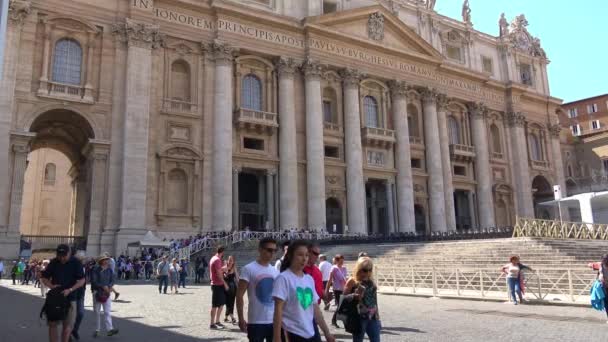 Rome May 2018 Tourists Peter Square Audience Pope Wednesday Slow — Stock Video