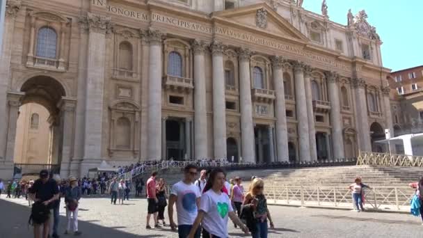 Rome May 2018 Tourists Peter Square Audience Pope Wednesday — Stock Video