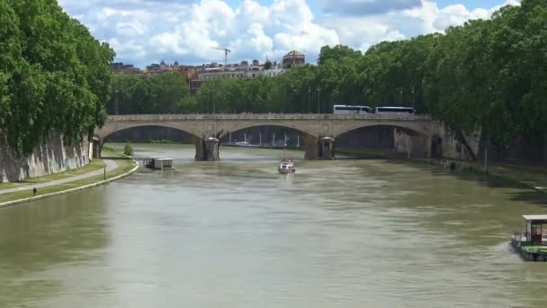 Rome Rome Mai 2018 Vue Sur Tibre Depuis Pont Angel — Video