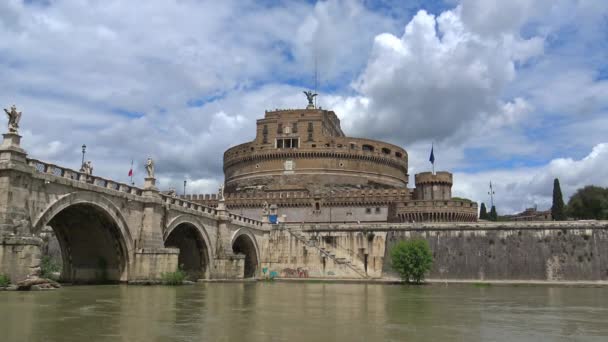 Roma Vista Del Puente Del Castillo Angel — Vídeo de stock