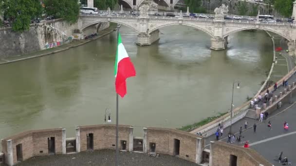 Roma Mayo 2018 Vista Desde Angel Castillo Del Movimiento Coches — Vídeo de stock