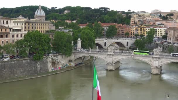 Roma Mayo 2018 Vista Desde Angel Castillo Del Movimiento Coches — Vídeo de stock