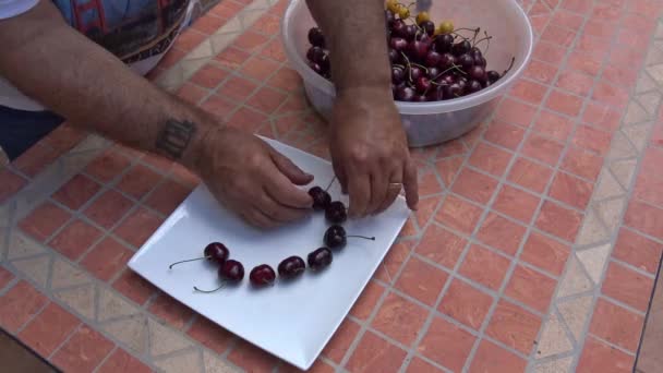 Olaszországban Puglia Régió Nagy Friss Cseresznye Régióra Jellemző Minőségű Úgynevezett — Stock videók