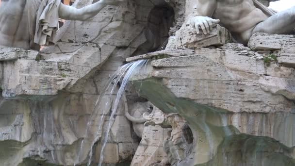 Rom Mai 2018 Piazza Navona Brunnen Der Vier Flüsse Realisiert — Stockvideo