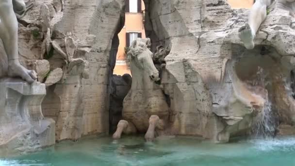 Rom Mai 2018 Piazza Navona Brunnen Der Vier Flüsse Realisiert — Stockvideo