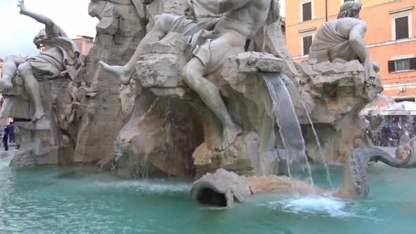 Rom Maj 2018 Piazza Navona Fontän Fyra Floderna Realiserat Arkitekten — Stockvideo