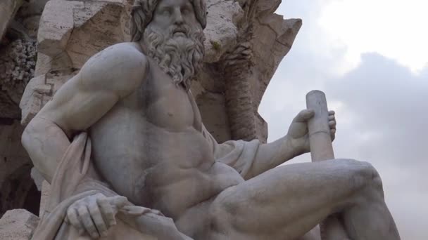 Rome May 2018 Piazza Navona Fountain Four Rivers Realized Architect — Stock Video