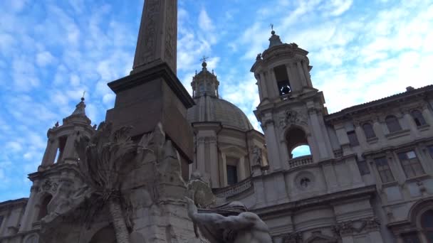 Rom Maj 2018 Piazza Navona Översikt Över Kyrkan Agnese Och — Stockvideo