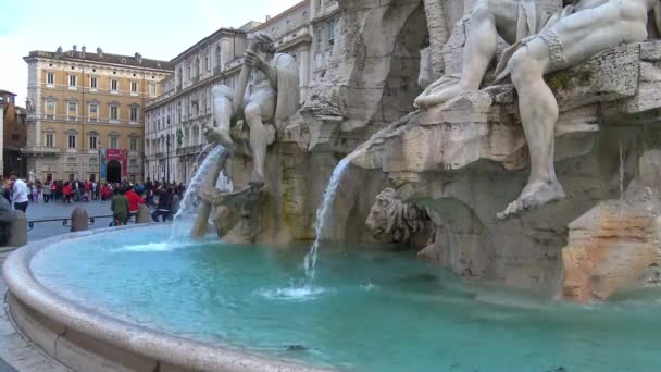 Roma Maio 2018 Piazza Navona Fonte Dos Quatro Rios Realizada — Vídeo de Stock
