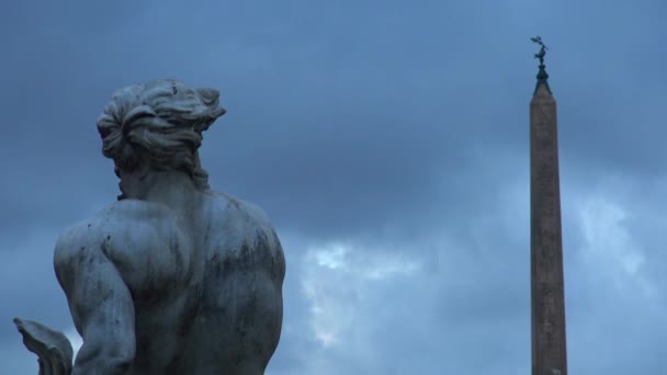 Rome May 2018 Piazza Navona Fountain Moro Project Bernini Completed — Stock Video