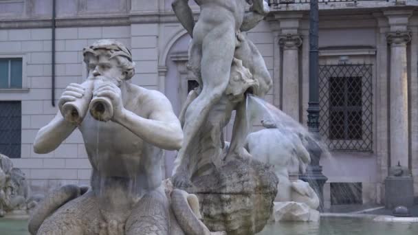 Řím Května 2018 Piazza Navona Fontána Moro Projekt Bernini Dokončen — Stock video