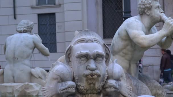 Rom Maj 2018 Piazza Navona Fontän Moroen Projekt Bernini Och — Stockvideo