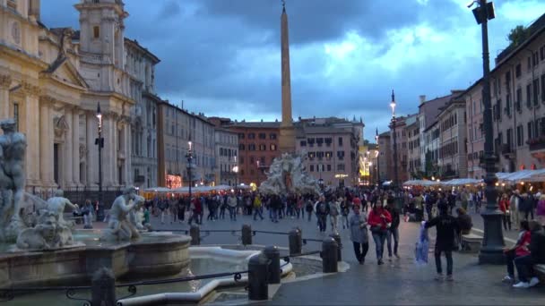 Roma Maggio 2018 Veduta Piazza Navona Verso Sera Con Turisti — Video Stock