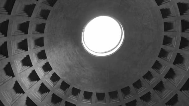 Rome Interior Dome Pantheon Black White — Stock Video