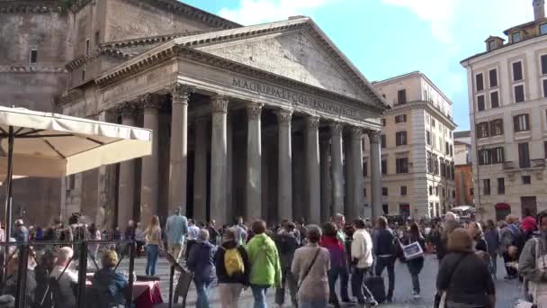 Roma Panteón Fuente Plaza Rotonda Turistas Visita Caducidad — Vídeo de stock