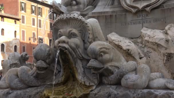 Rome Fontein Van Pantheon Van Rotonda Plein Snelle Beweging — Stockvideo