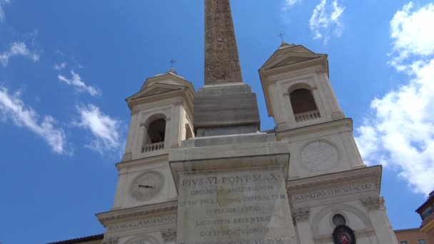 Itália Roma Maio 2018 Vista Igreja Obelisco Trinit Monti Com — Vídeo de Stock