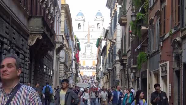 Itália Roma Maio 2018 Turistas Caminham Rua Condotti Desfasamento Temporal — Vídeo de Stock