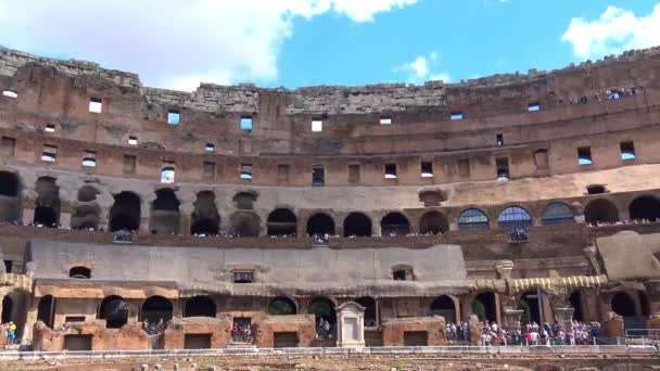 Италия Рим Колизей Вид Внутренних Внешних Архитектур Известный Флавианский Амфитеатр — стоковое видео