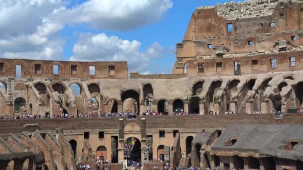 Itálie Řím Koloseum Pohled Vnitřní Vnější Architektury Známý Jako Flavian — Stock video