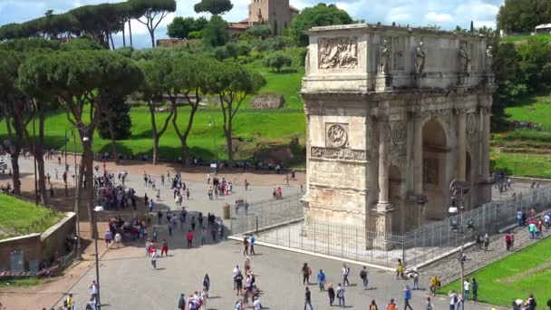 Beeldende Rome Weergave Details Van Boog Van Constantijn — Stockvideo