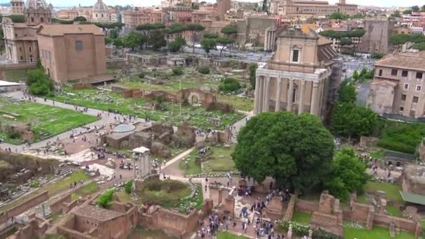 Rome View Details Ruins Roman Forum Which Together Colosseum Arch — Stock Video