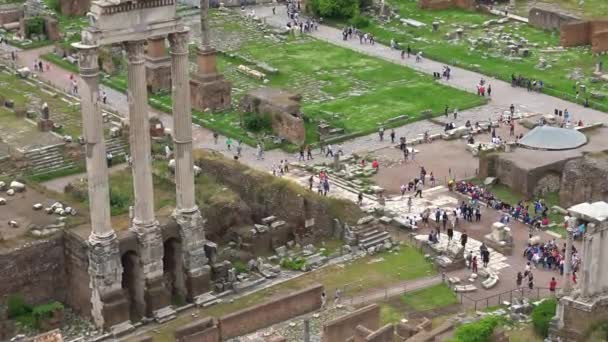 Ρώμη Προβολή Και Λεπτομέρειες Από Ερείπια Από Ρωμαϊκή Αγορά Οποία — Αρχείο Βίντεο