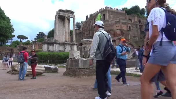 关于罗马论坛遗址的看法和细节 这是世界上规模最大 最重要的考古建筑群 它连同君士坦丁竞技场和康斯坦丁拱门 时间失效 — 图库视频影像